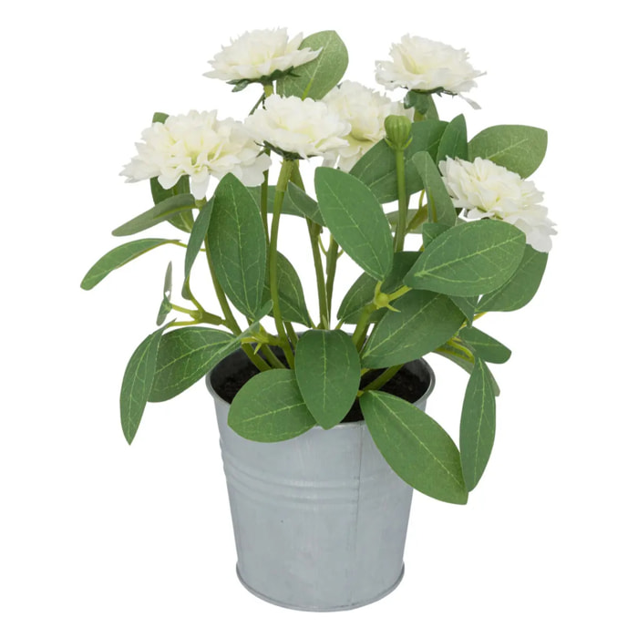 Fleurs artificielles - pot en zinc - H20 cm