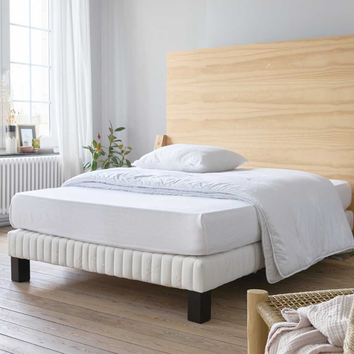 Protège-matelas molleton en coton gratté 400gr/m², REFUGE, Blanc