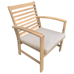 Salon de jardin en acacia 4 places GOA - coussins sable