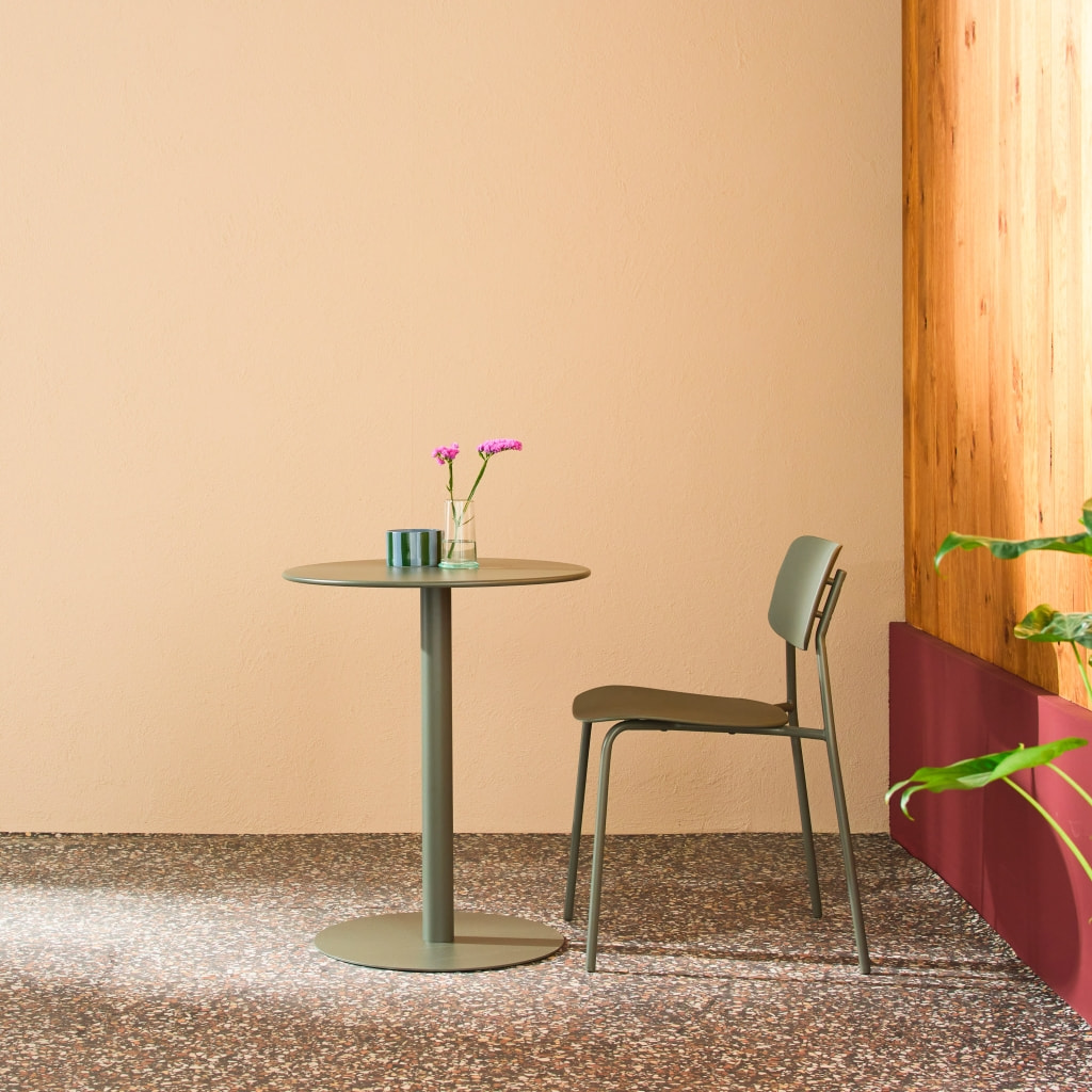 Table de jardin bistrot ronde acier 2 places intérieur/extérieur OREA