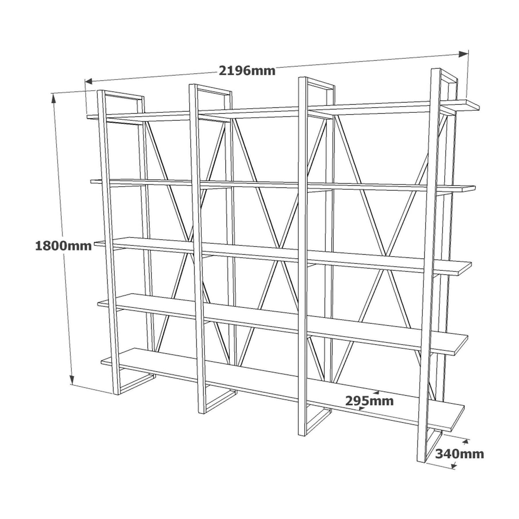 Libreria Dangelin, Scaffale da ufficio, Mobile portalibri, Biblioteca, 220x34h180 cm, Quercia