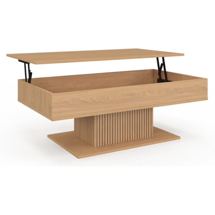 Table basse Tania relevable bois pieds lattes