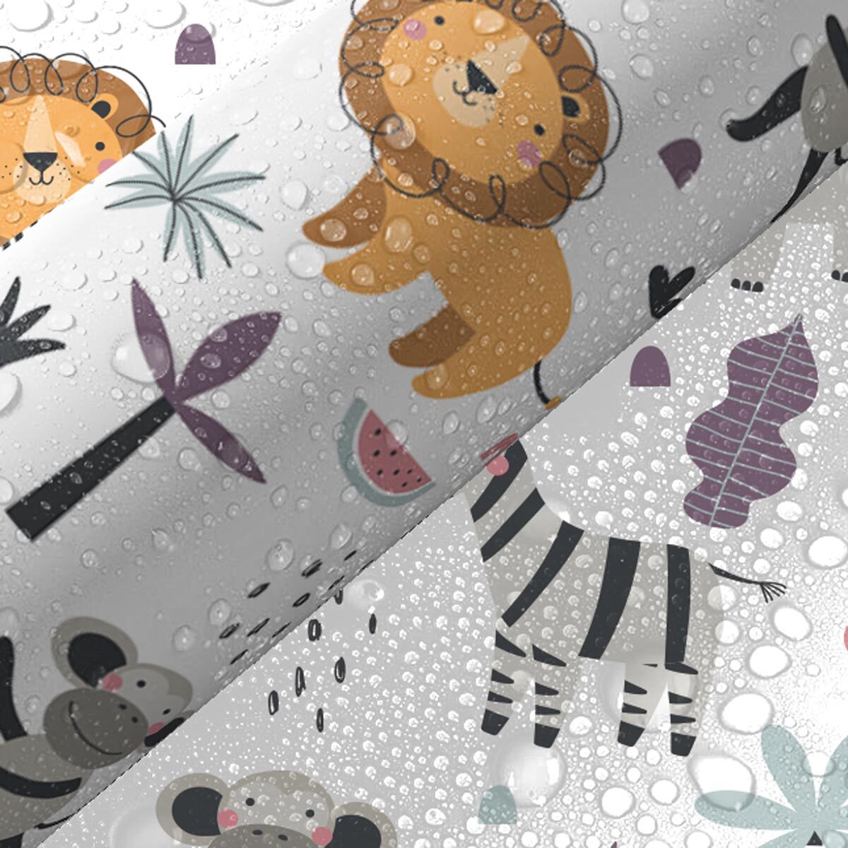 Rouleau revêtement adhésif vinyle au mètre - Sticker lavable Cuisine Meuble Armoire Porte - ANIMAUX DES ÎLES TROPICALES