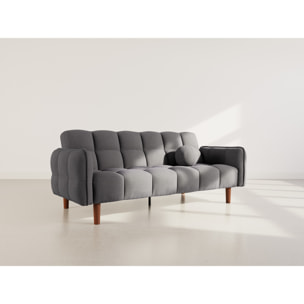 Adam - Canapé convertible clic-clac 2 places en tissu texturé - Gris foncé