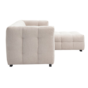 Canapé d'angle droit design 3 places en tissu effet velours texturé beige CORTO