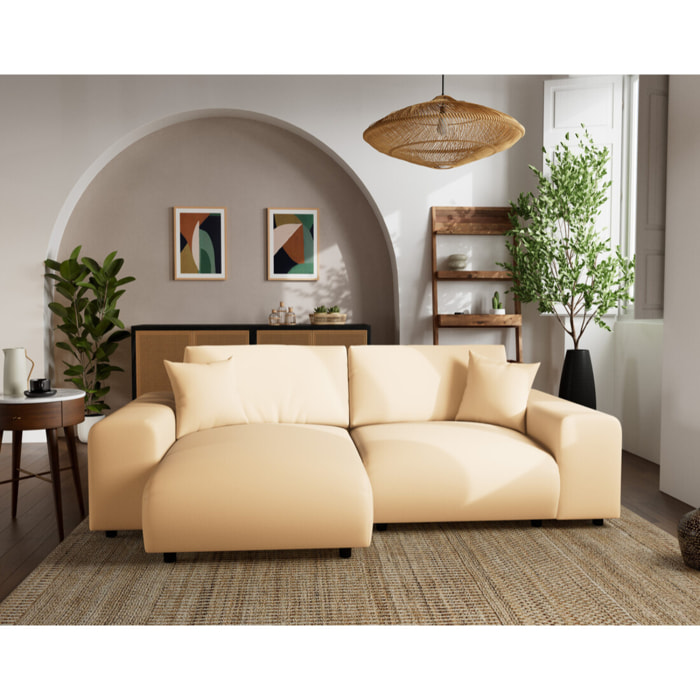 Garance - canapé d'angle réversible 4 places en simili - Beige
