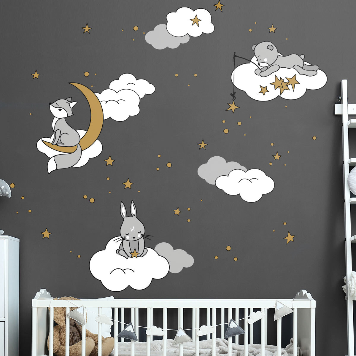 Stickers muraux | Sticker Mural Autocollant - ANIMAUX RÊVEURS SOUS LES ÉTOILES - Stickers adhésifs