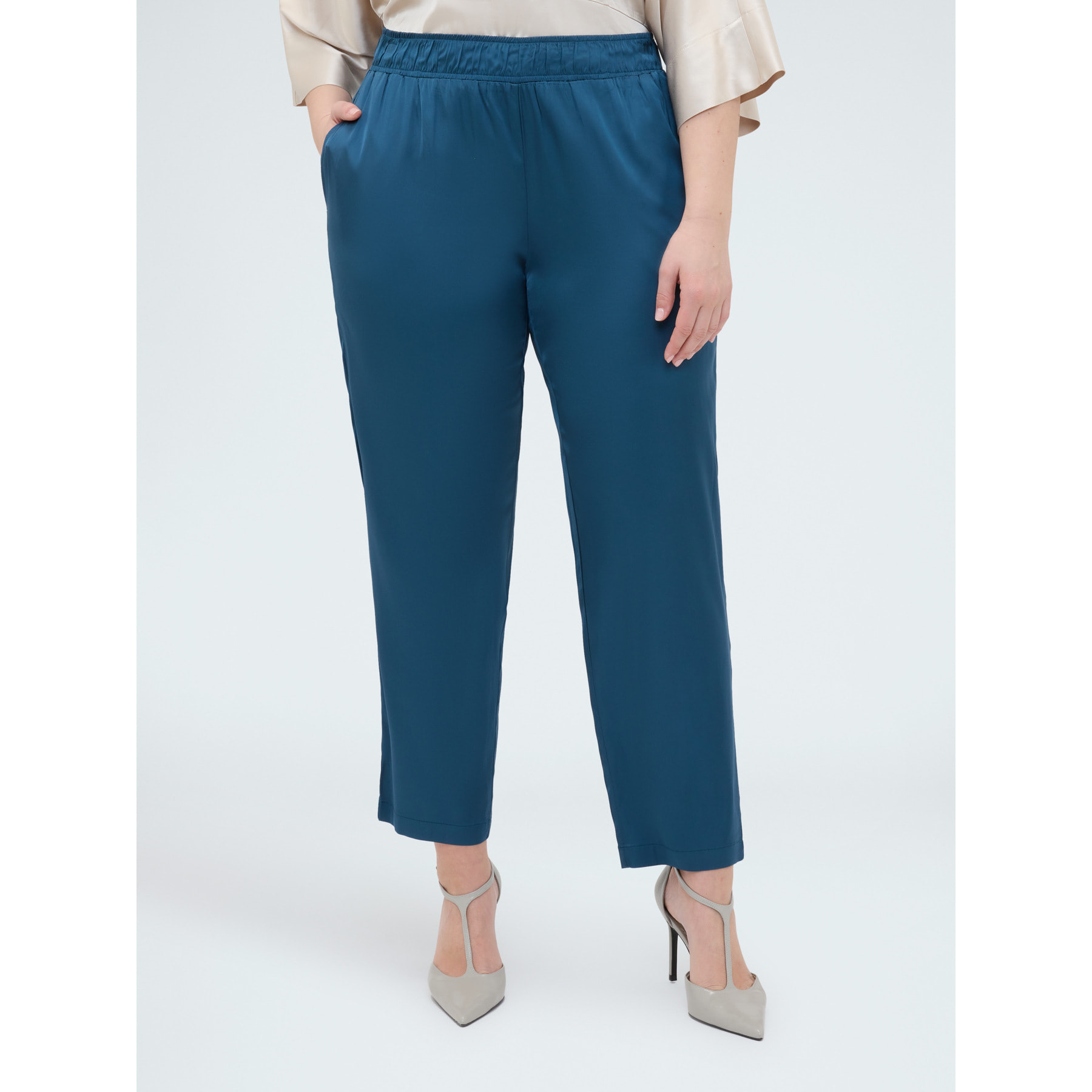 Fiorella Rubino - Joggers de raso elástico - Petrol Blue