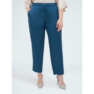 Fiorella Rubino - Joggers de raso elástico - Petrol Blue