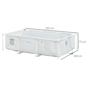 Piscina Desmontable 3600L Rectangular con Depuradora Cartucho 291x190x75 cm Gris