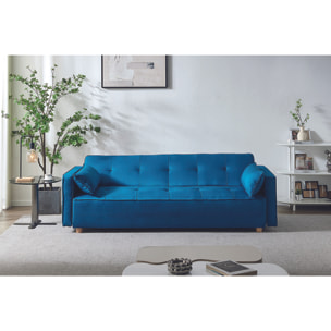 Canapé scandinave convertible 3 places en tissu bleu canard COOPER