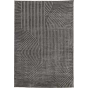 BLOOM - Tapis poils ras motif demi arc en relief - Gris