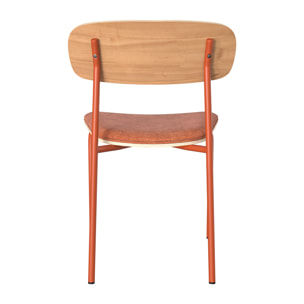 Lot de 2 chaises en bois clair et tissu terracotta - Alba