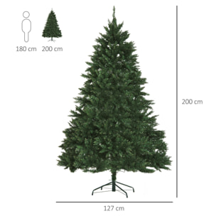 Sapin de Noël artificiel lumineux LED x 650 blanc chaud + support pied Ø 127 x 200H cm 1880 branches vert