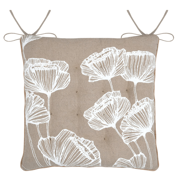 Galette de chaise florale ambiance apaisante - Naturel