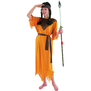Costume Carnevale Indiana America Donna Arancio Marrone