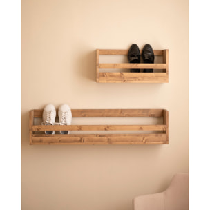 Estante zapatero de madera maciza en tono roble oscuro de varias medidas