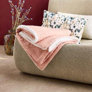 Plaid sherpa et gaze de coton 130 x 170cm ALIX