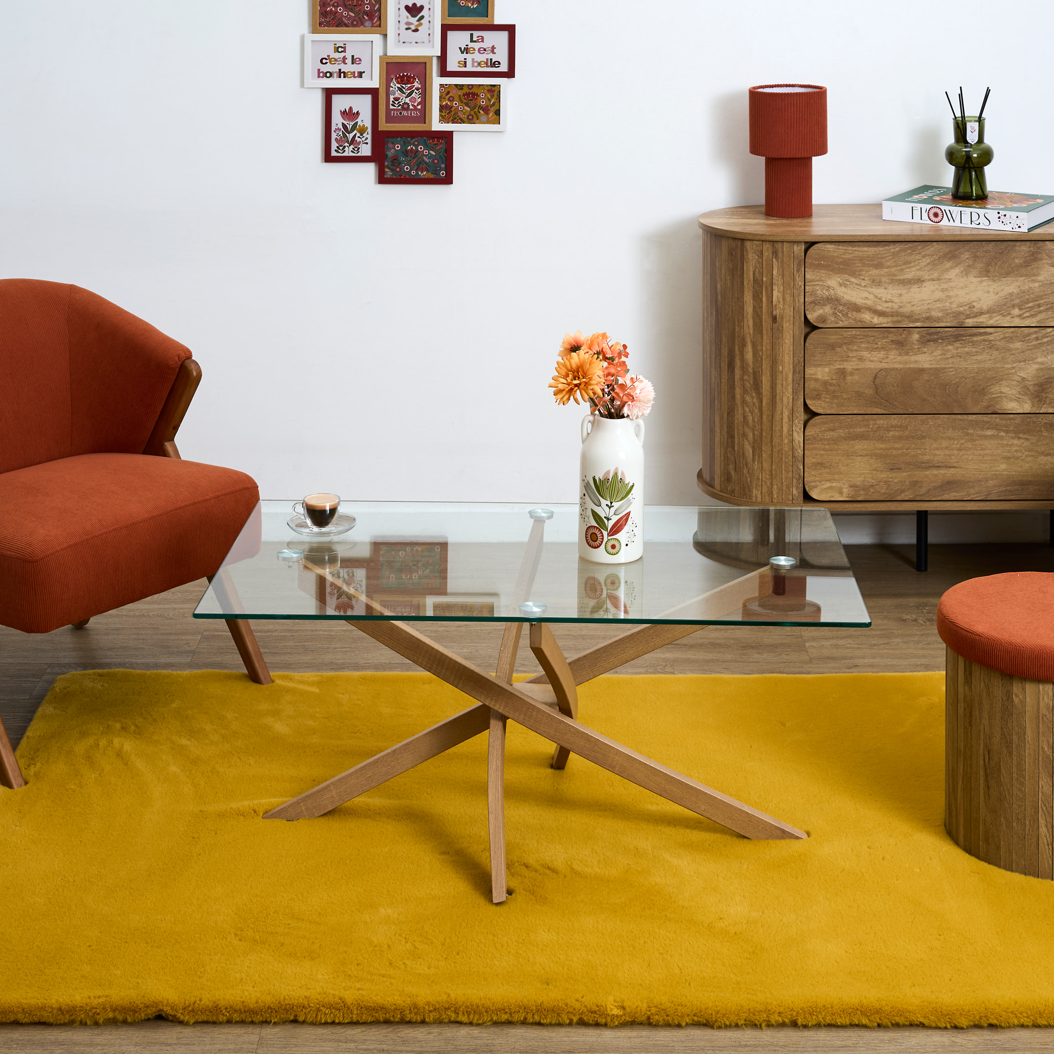Table Basse - HOME DECO FACTORY - Verre - Heritage - Marron