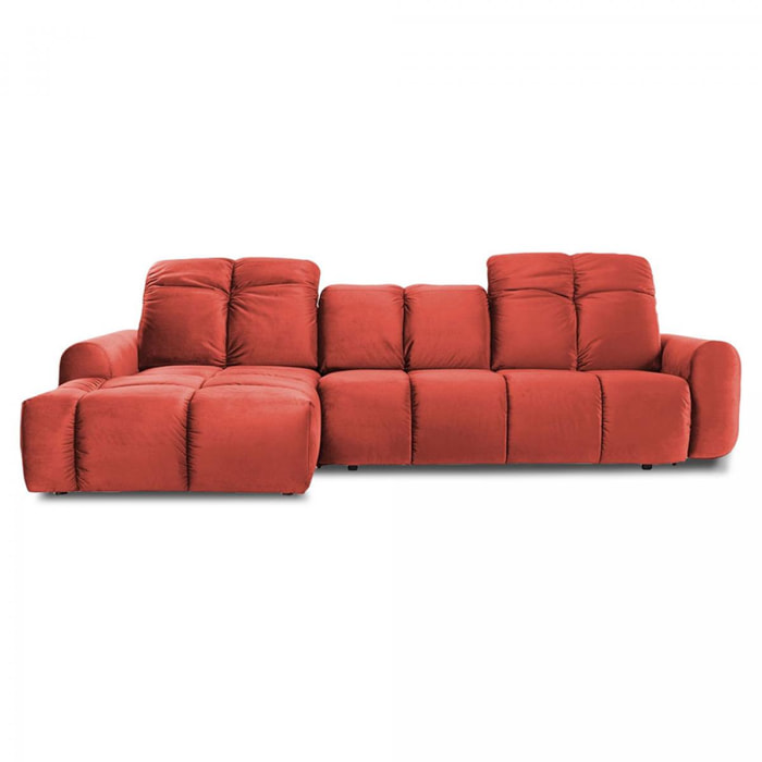 Canapé Velours Convertible Angle gauche Rose Anacapri - 3 Places
