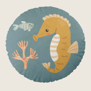 Cool Kids - Cojín Redondo Estampado - Con Relleno - 100% Algodón - Ocean Life