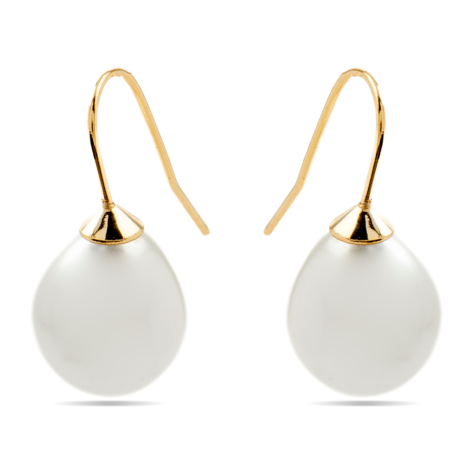 Pendientes con Perla Blanca acabado oro 18k