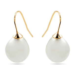 Pendientes con Perla Blanca acabado oro 18k