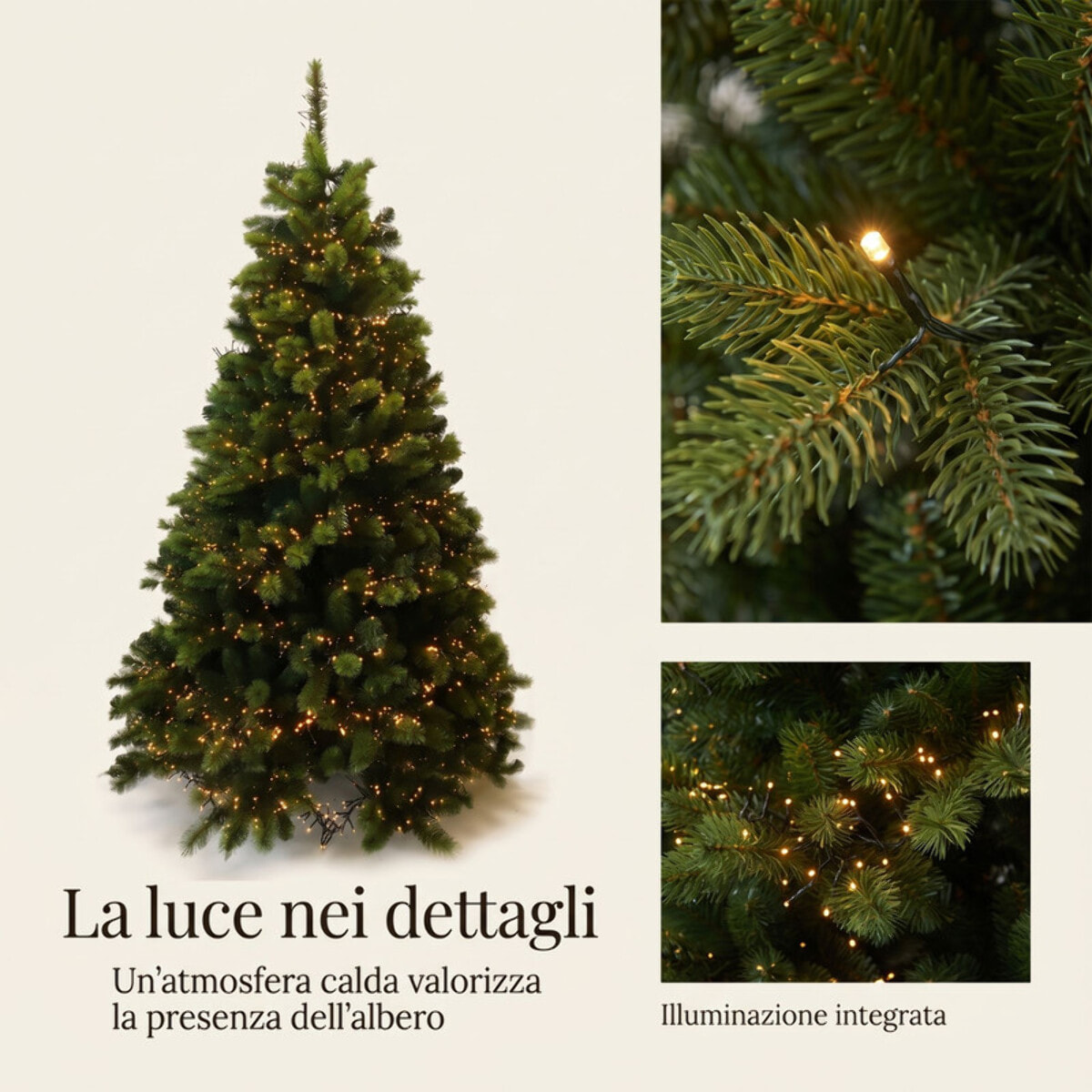 Albero di Natale con LED a luce calda in PVC e metallo - Verde