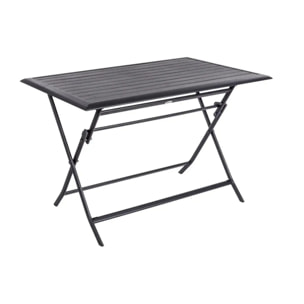 Table de jardin pliante rectangulaire "Azua" graphite 4 places en aluminium traité époxy