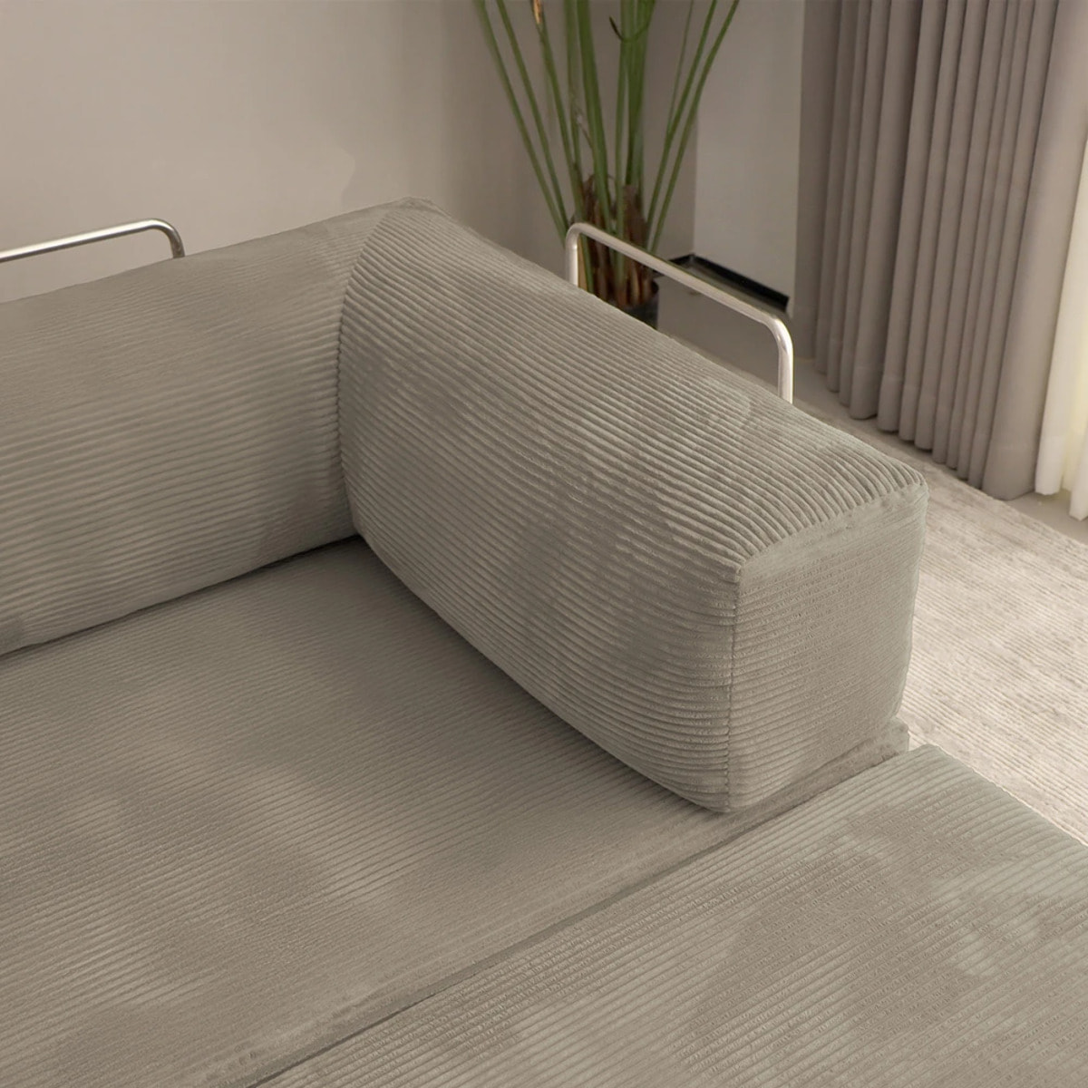TRENDY - Canapé compressé 3 places modulable en velours côtelé taupe
