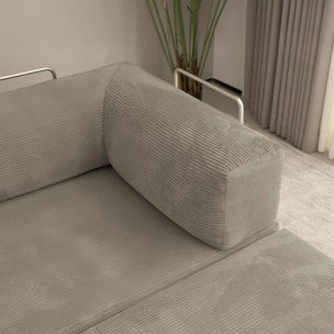 TRENDY - Canapé compressé 3 places modulable en velours côtelé taupe