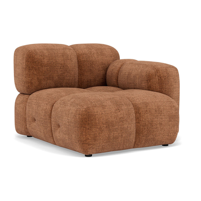 Grace - module d'assise droit en velours texturé - Rouille