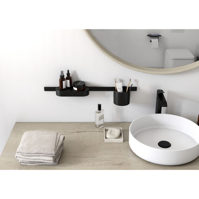 WallStoris Ensemble d'accessoires pour la salle de bains noir mat