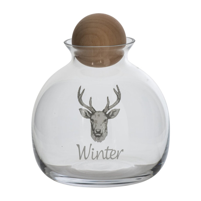 J-Line Cruche Cerf Verre Blanc/Naturel
