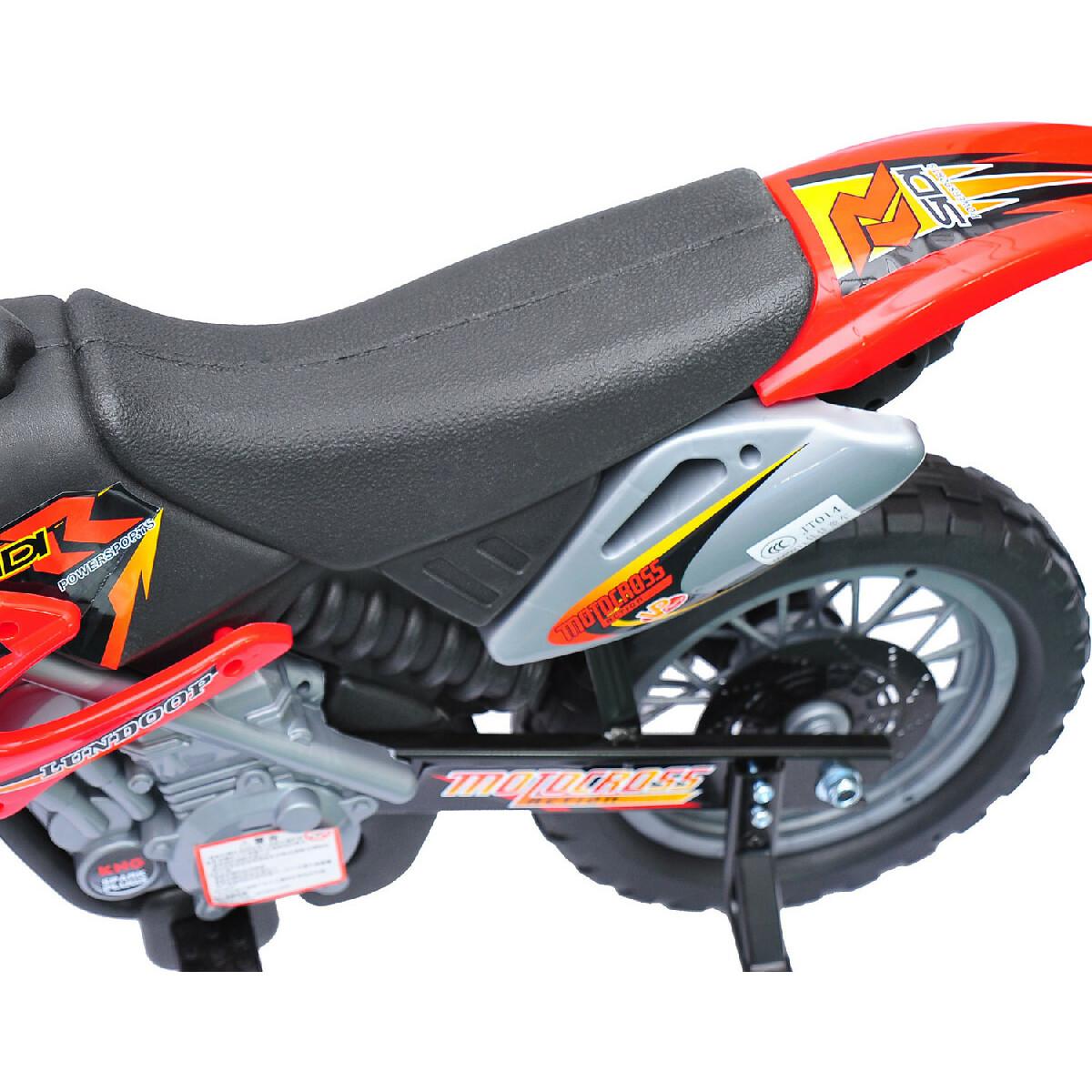 Moto cross électrique enfant 3 à 6 ans 6 V phares klaxon musiques 102 x 53 x 66 cm rouge et noir