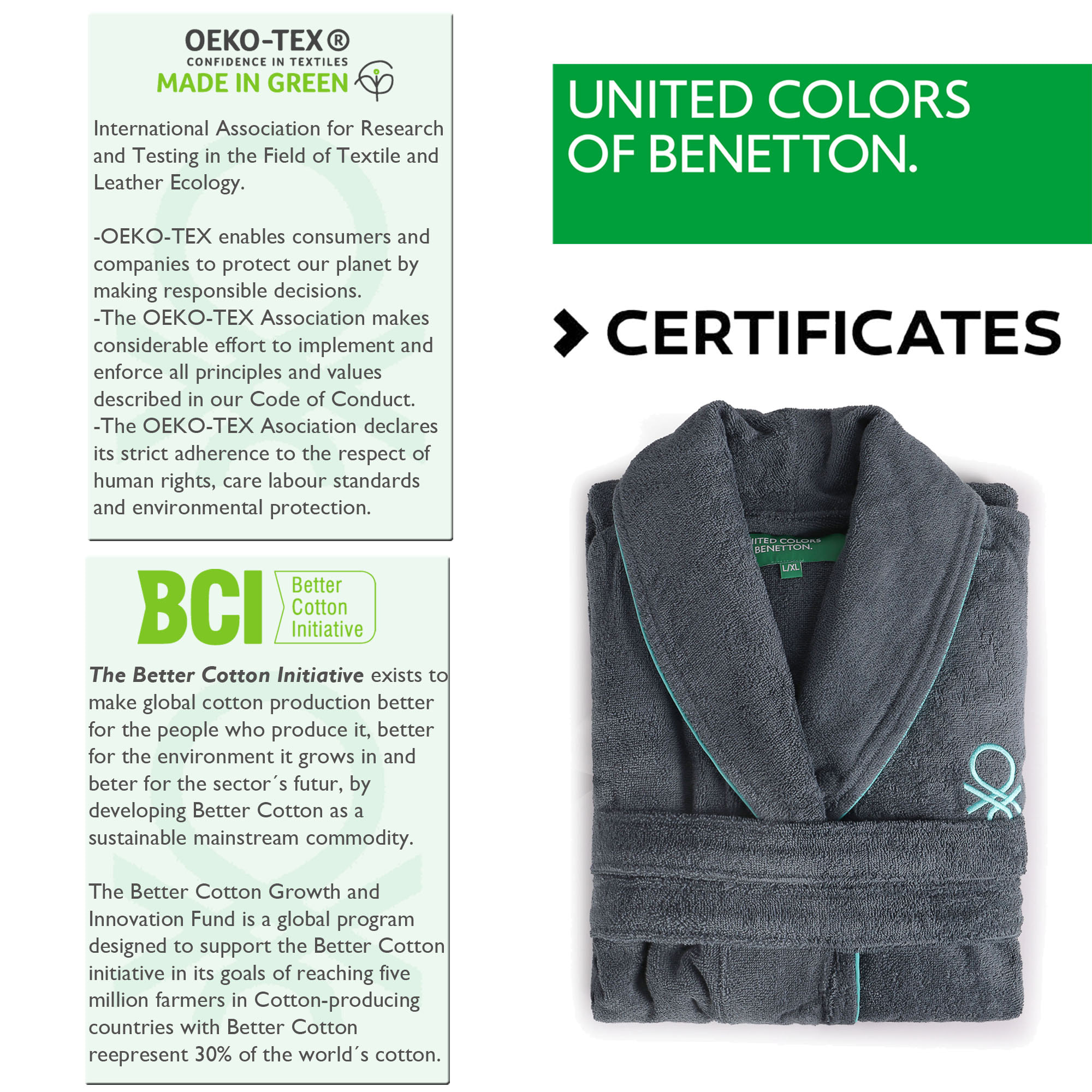 Albornoz m/l gris oscuro  benetton
