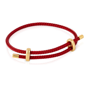 Pack de 3 pulseras trenzadas de alambre de acero rosa, azul y rojo con cierre cruzado de cobre dorado.