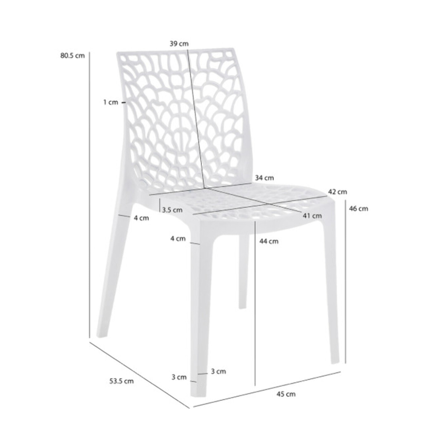 Chaise de repas ajourée et empilable - GRUYERE 2