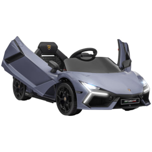 Coche Eléctrico para Niños de +3 Años Lamborghini Revuelto Carro Eléctrico Infantil con Batería 12V Mando a Distancia Faros LED Bocina Música y Ruedas Auxiliares Gris