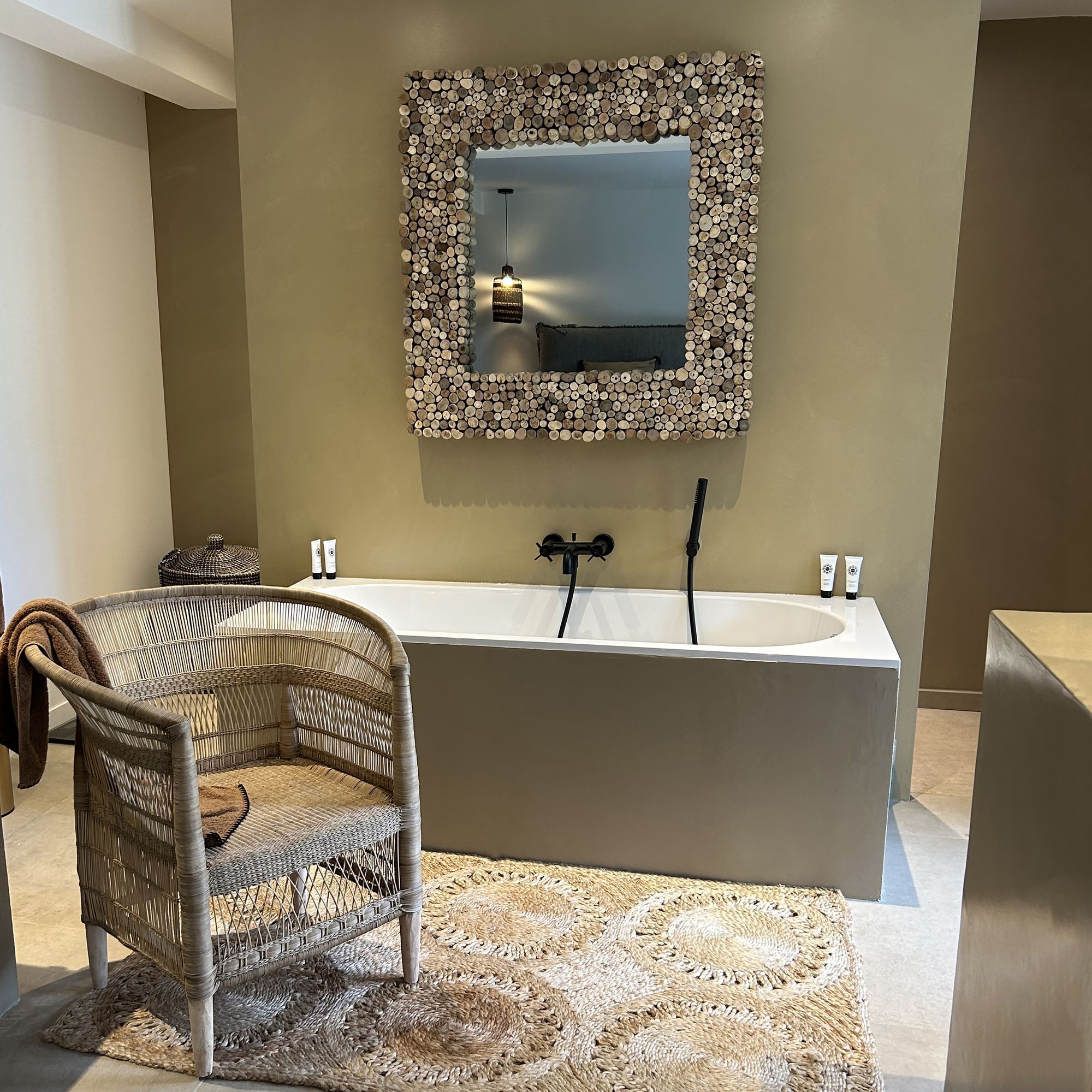 Miroir carré en bois flotté 100cm