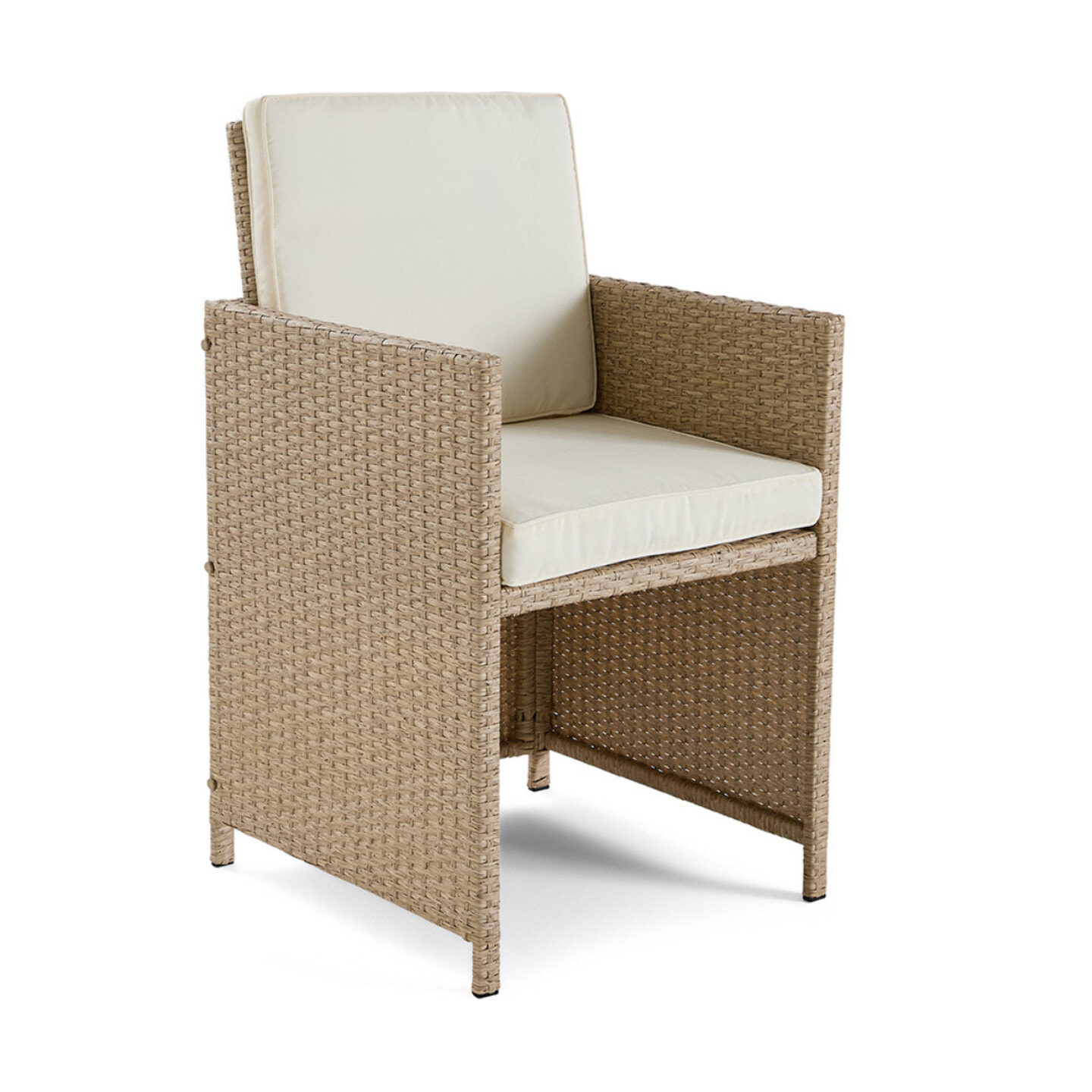 Cuba – salon de jardin encastrable en résine tressé beige - 12 places - coussins beige + housse de protection - Beige