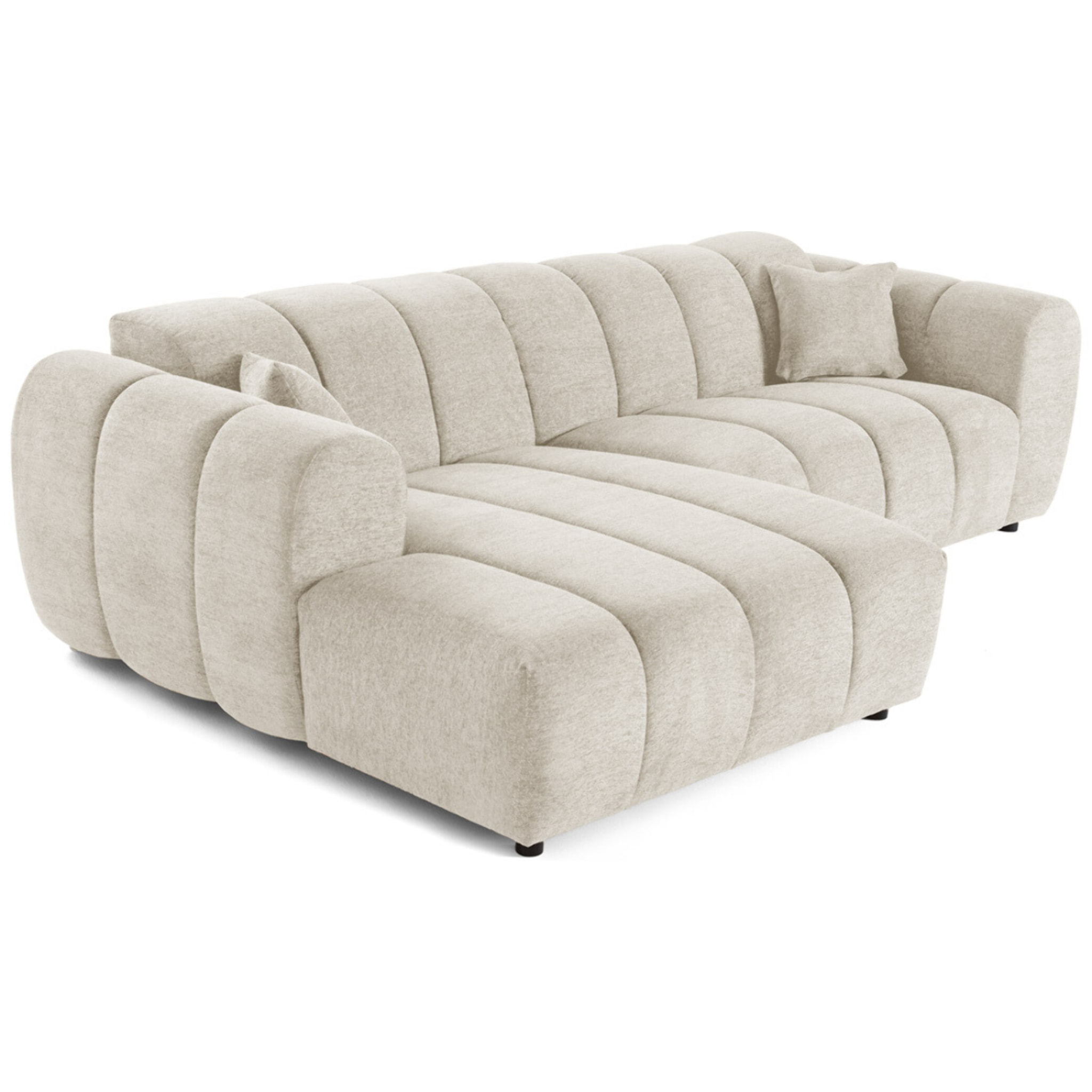 Curtis - canapé d'angle gauche 4 places en tissu texturé - Beige