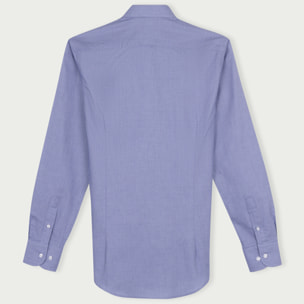 Camicia Uomo 1 Bottone Francese Slim Cotone Unito Blu Inchiostro