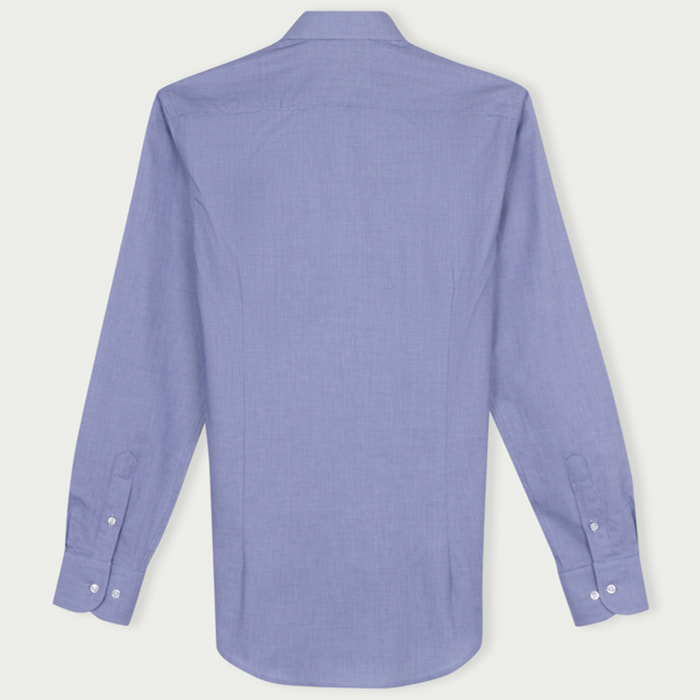Camicia Uomo 1 Bottone Francese Slim Cotone Unito Blu Inchiostro