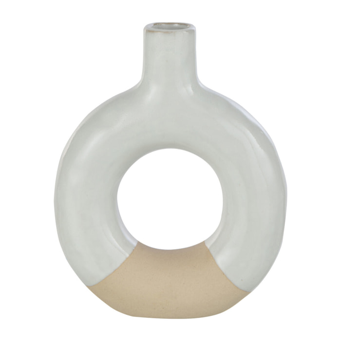 J-Line vase Cercle - porcelaine - blanc/beige - small - 2 pièces - 17.5 cm hauteur