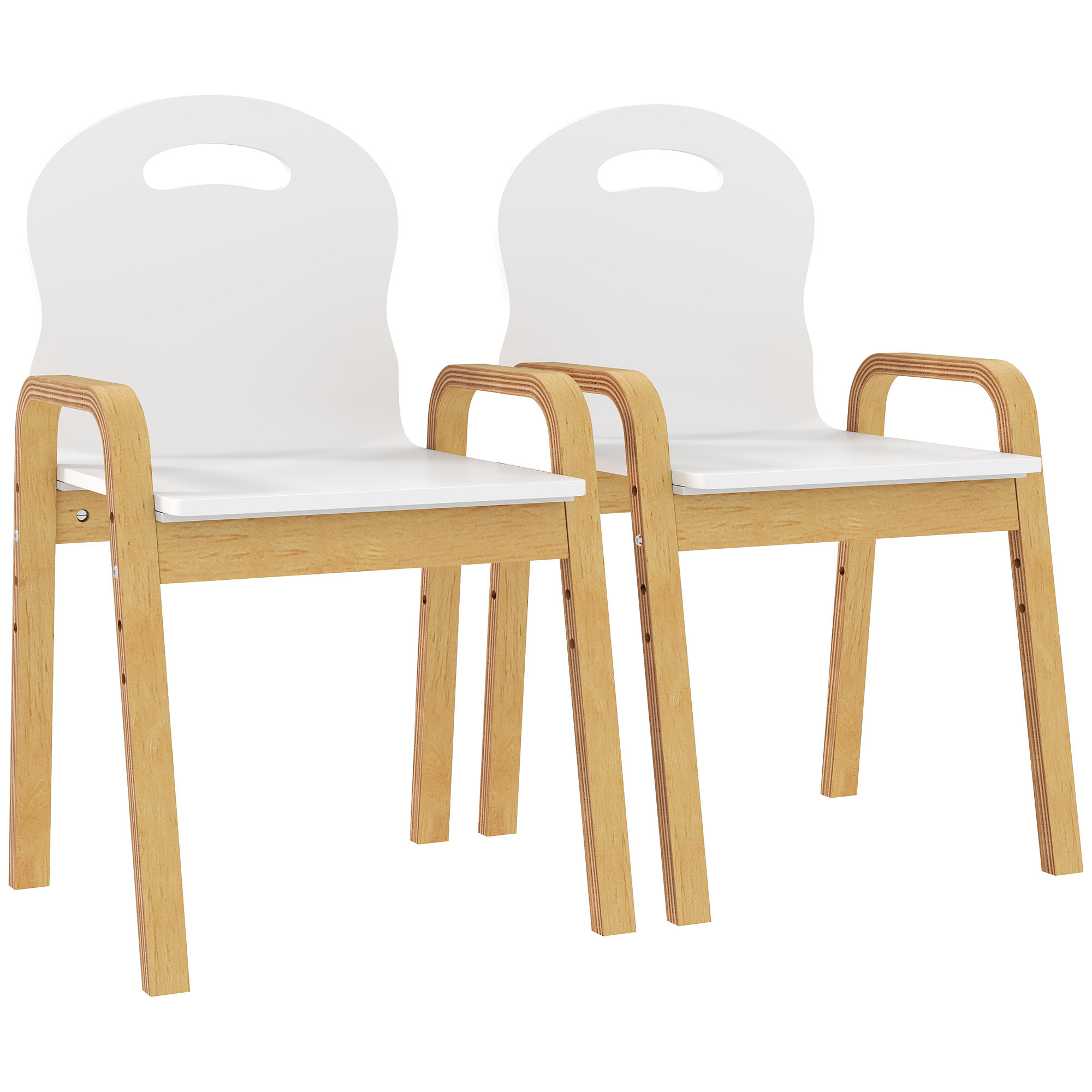 Lot de 2 chaises enfant style nordique en bois - hauteur réglable 4 niv. - empilables