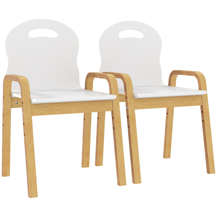 Lot de 2 chaises enfant style nordique en bois - hauteur réglable 4 niv. - empilables