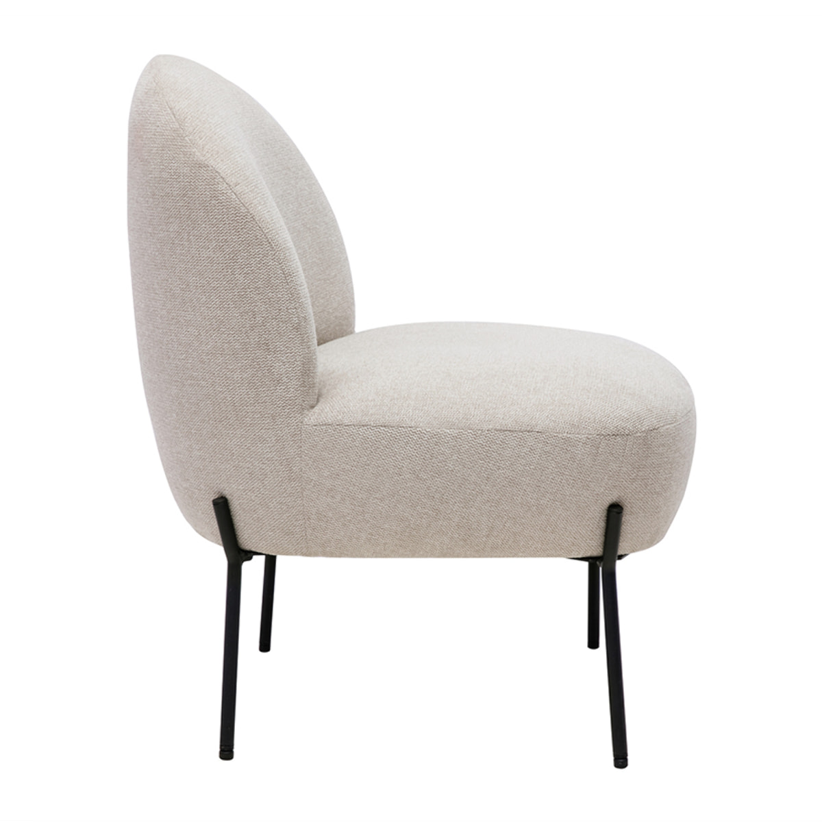 Fauteuil en tissu effet velours texturé beige et métal noir BELEY