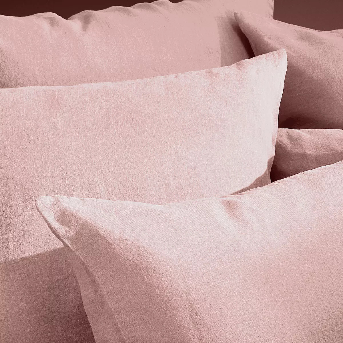 Taie d'oreiller pur lin lavé 165 g/m² uni rose Le lin lave bois de rose