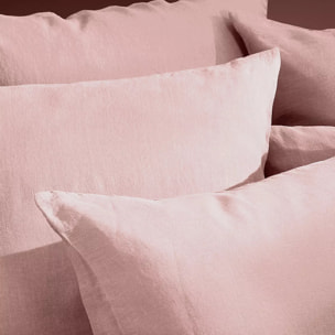 Taie d'oreiller pur lin lavé 165 g/m² uni rose Le lin lave bois de rose